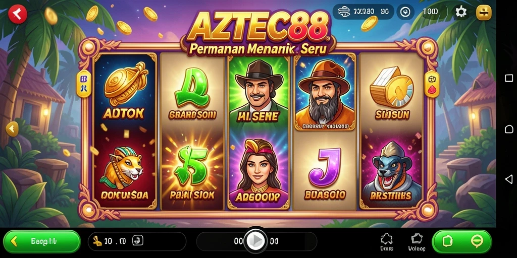 Tampilan gameplay AZTEC88 yang menarik dengan simbol Aztec.