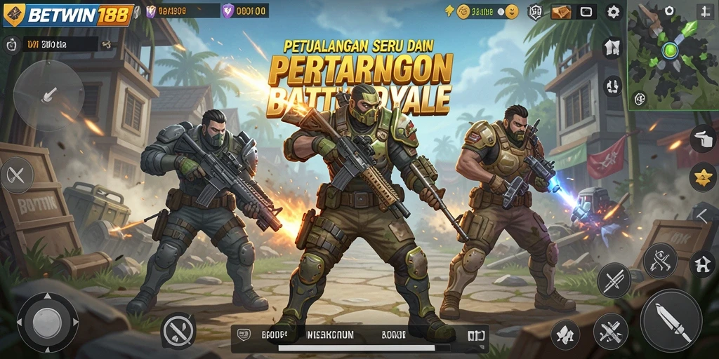 Tangkapan layar menunjukkan aksi seru gameplay Battle Royale di BETWIN188.