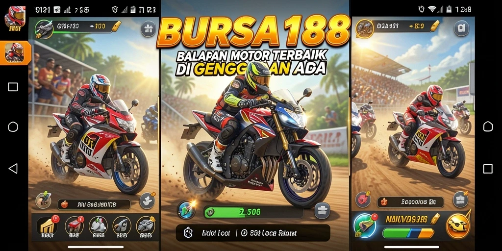 Tampilan gameplay seru dari BURSA188 dengan berbagai motor balap.