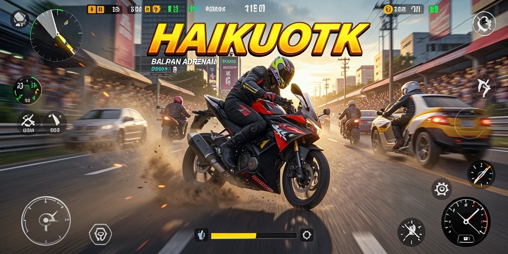 Tampilan mendebarkan gameplay balapan motor HAIKUOTK.