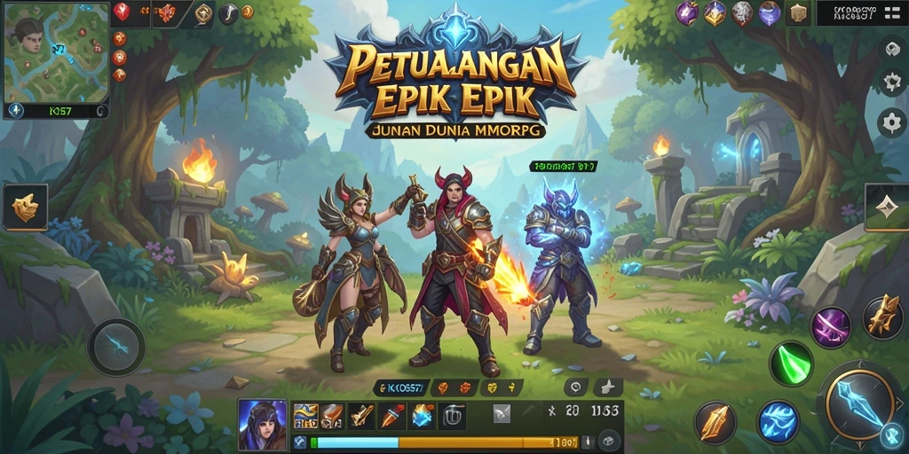Tangkapan layar KO857 menampilkan aksi pertempuran dalam dunia MMORPG yang mengesankan.