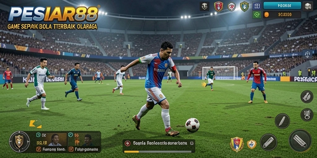 Tampilan menarik dari gameplay PESIAR88 yang menggambarkan aksi sepak bola seru.