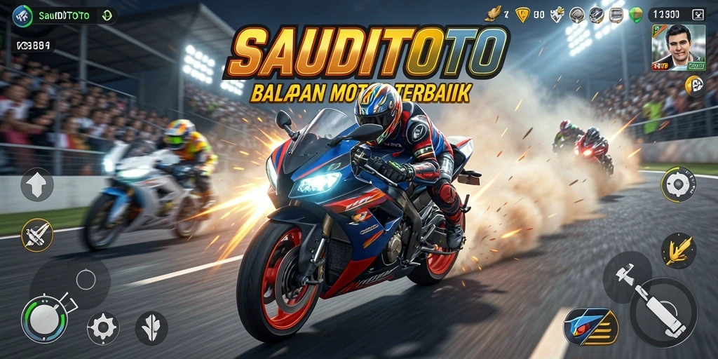 Tampilan balapan seru di SAUDITOTO dengan motor kebut-kebutan.